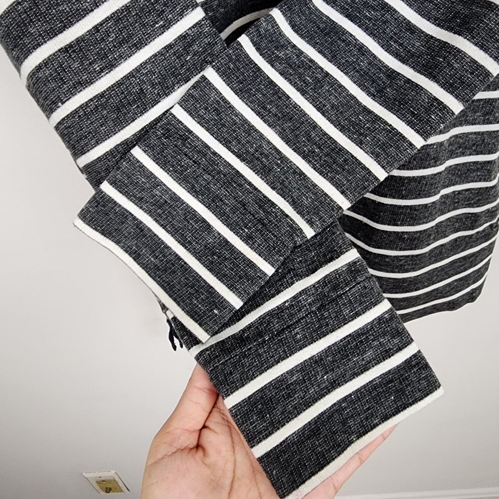Lou & Grey Striped Side Zip Long Sleeve Top Grey White Cotton Blend Size M - Picture 7 of 12